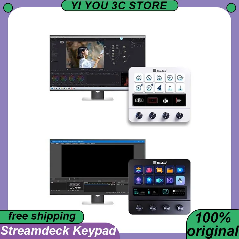 Streamdeck Keypad Custom 10-Key Visual Macro Live Content Keyboards Creation Controller Mini Keypad USB-C & USB-A 