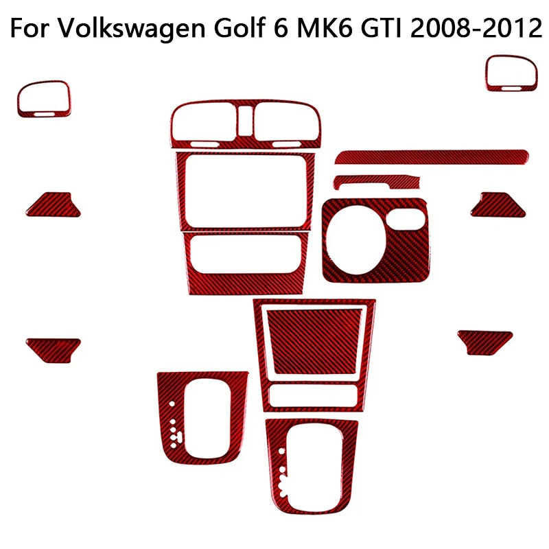 For Volkswagen VW Golf 6 MK6 GTI 2008 2009 2010 2011 2012 Carbon Fiber Red Stickers Car Interior Decorative Accessories