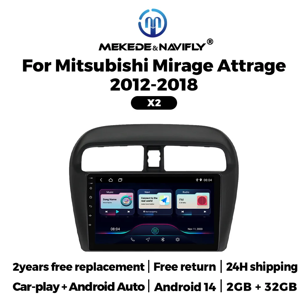 New 2025 Android 14 Car Radio For Mitsubishi Mirage Attrage 2012-2019 GPS Navigation Smart Systems Auto Multimedia Player Stereo