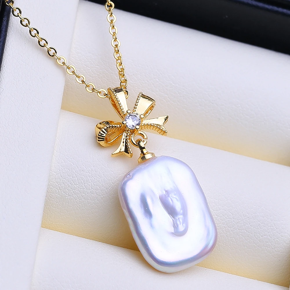 FENASY Natural Freshwater Big Baroque Pearl Necklaces Fashion Gold Silver Pendant Party Jewelry Birthday Gifts For Women