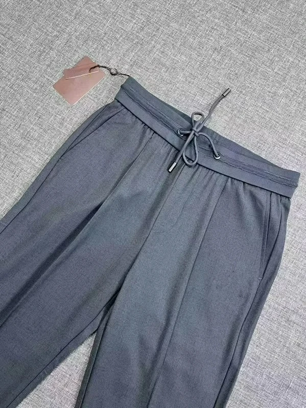 European and American LP Italian old money style light luxury 25 summer Tencel linen elastic waist straight casual pants