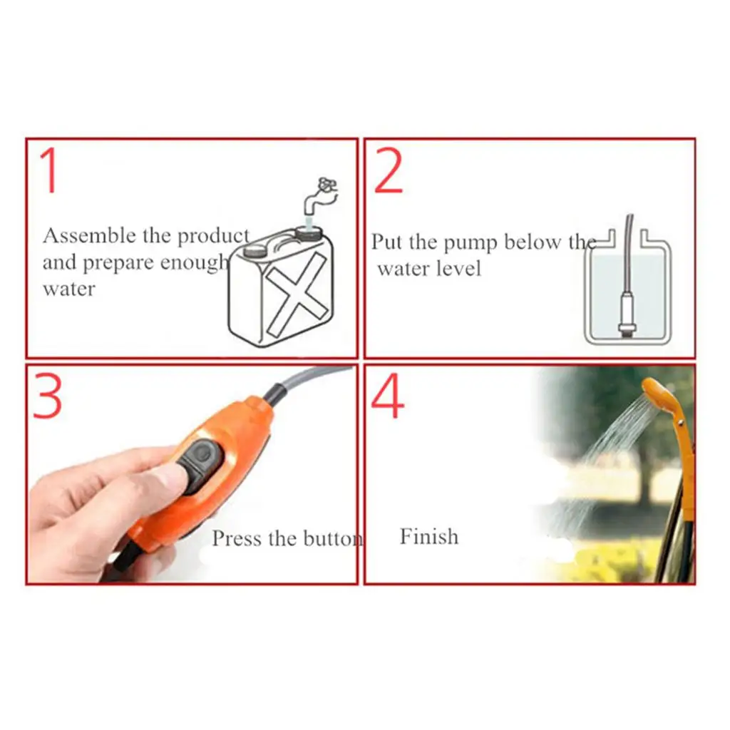 Portable Camping Shower Pump 12 Charging Travel Outdoor Shower Compact Bucket Bag