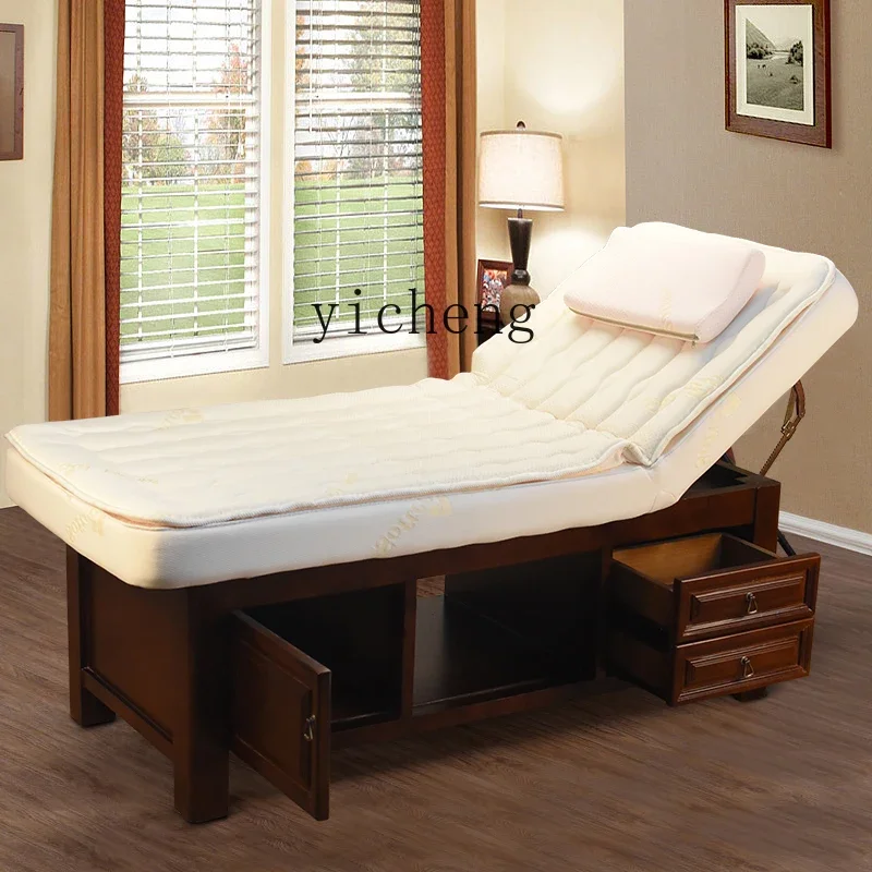 ZWS. Solid wood beauty salon special massage bed latex ear picking physiotherapy bed pattern embroidery bed