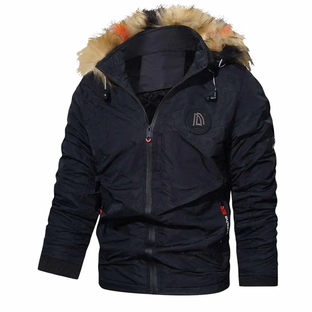 

Pop winter windproof warm coat parka men's new fur collar parka coat