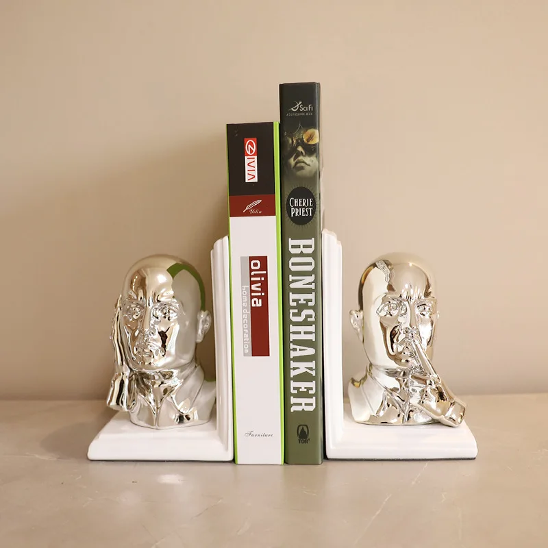 Creative Thinkers Electroplating Bookends Rely Book Stand Ornaments Luxury Home Office TV Cabinet Bookend