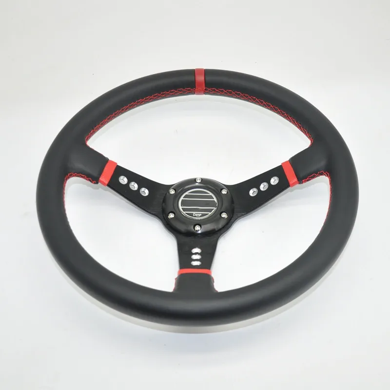 High Quality 14'' 350mm Black Real Leather ND Rally Tuning Drift Racing Steering Wheel SPCO 5158