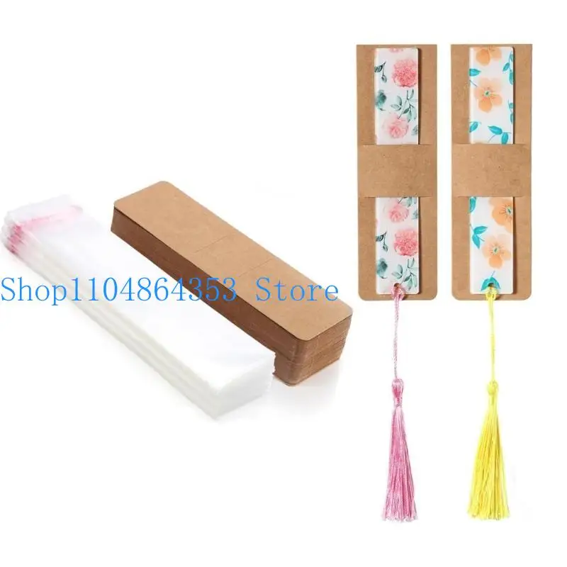 

652F Set of 50 Resin Holder Sleeves Handmade Bookmarks Holder Blank Display Card