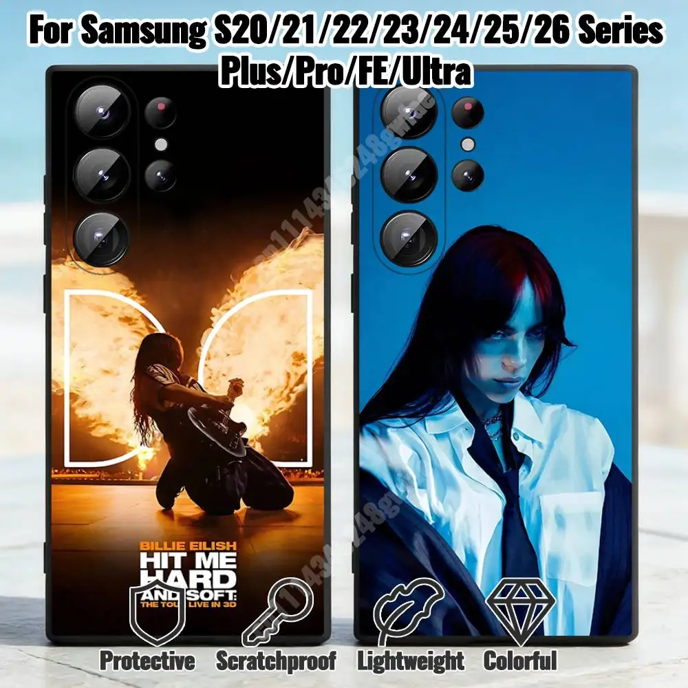 Hit Me Hard and Soft B-Billie E-Eilish Phone Case for Samsung Galaxy S21 22 23 S24 25 26 Ultra Plus FE Lite Silicone Bumper