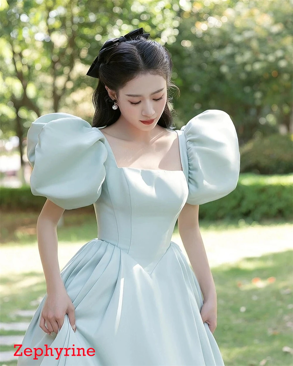 Изысканное атласное платье Vestido De Noche по индивидуальному заказу, современное платье с квадратным воротником и короткими рукавами, модное платье Vestido De Festa