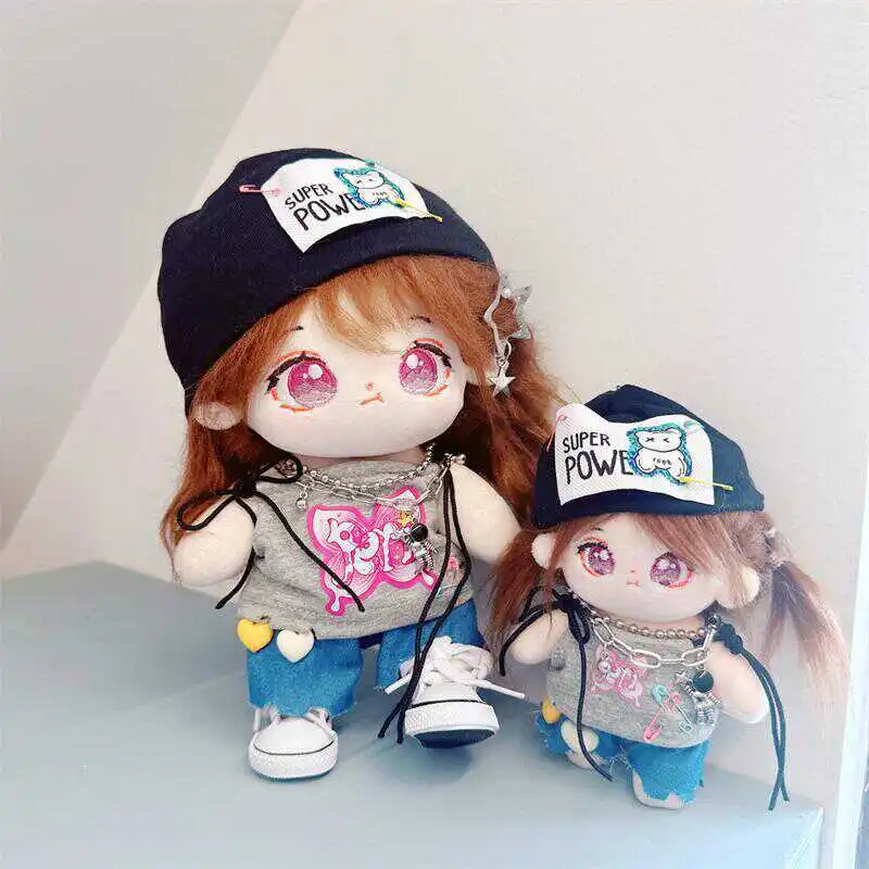 10/20cm Kpop Star Idol Doll Girl Fashion Y2K Hip Hop Girl Trend Outfit Stuffed Plushie 17cm Labubu Doll Clothes Accessories