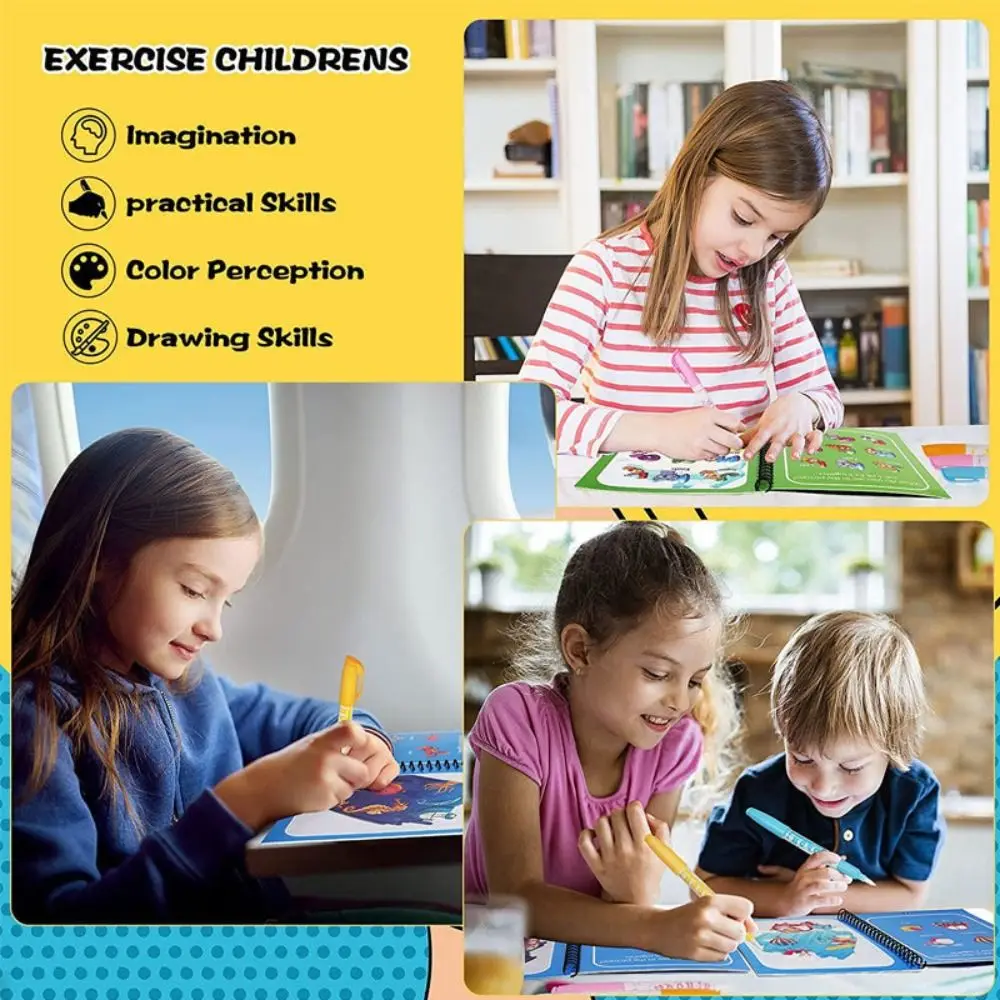 Livre de coloriage magique réutilisable à l'eau, jouets sensoriels pour enfants, jouets de dessin, peinture Graffiti de maternelle, livre de coloriage pour enfants
