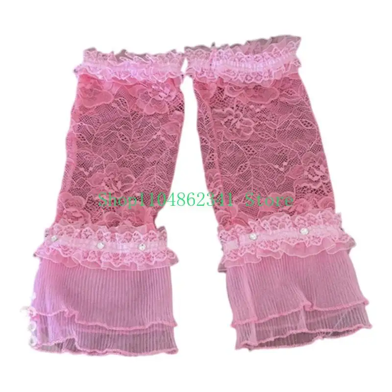 

5asd Манжеты на запястья Прозрачное кружево для ногтей Аксессуар для демонстрации плиссированных рукавов с вышивкой