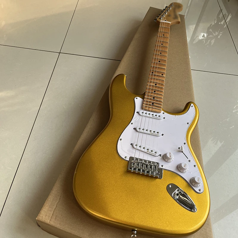 

Classic ST electric guitar, personalized fluted fingerboard, gold surface, professional solid wood, free door-to-door delivery