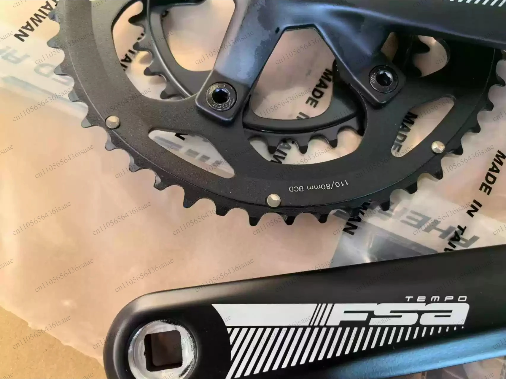 FSA Tempo Compact Road Crankset, JIS Square Taper, 50/34T 48/32T, 10/11 Speed