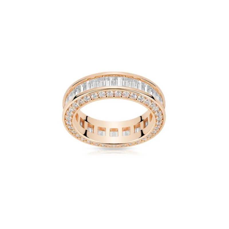 

Кольцо BELLUX из серебра 925 пробы с синтетическим цирконом, цвета шампанского золота, с бриллиантами изумрудной огранки, модное, простое, круглое