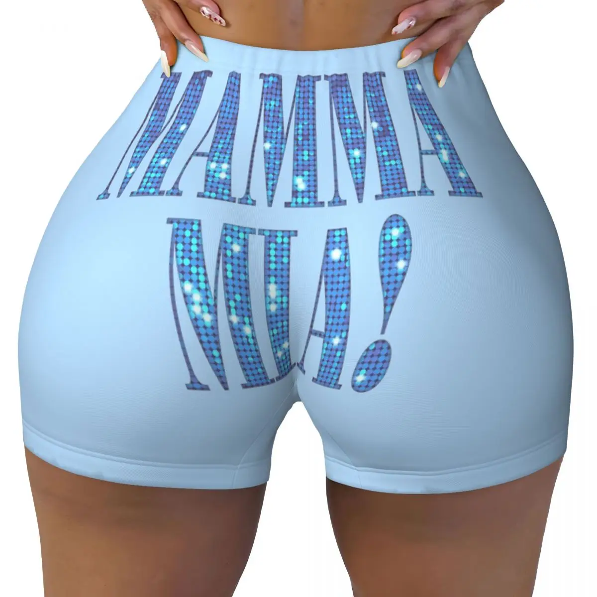 

Пользовательские шорты для йоги Mamma Mia-disco, женские шорты для тренировок в тренажерном зале, спортивные шорты для волейбола, байкерские шорты