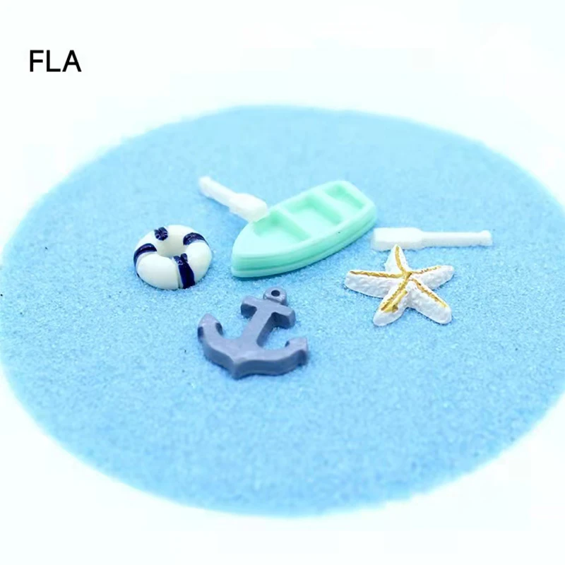 15-25mm 100Psc Flatback Resin Charm Micro Landscape Moss Bottle Beach Hut Lifebuoy Boat Anchor Starfish Ornament DIY Décor