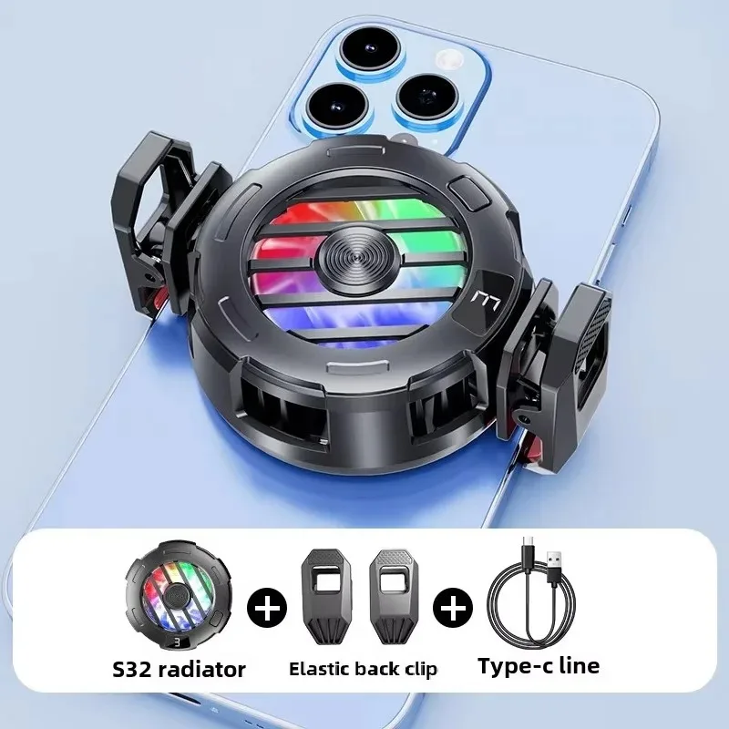 

S32 Magnetic Back-clip 2 in 1 Mobile Phone Semiconductor Cooling Radiator PUBG Game Cooler for IPhone Android Cool Heat Sink