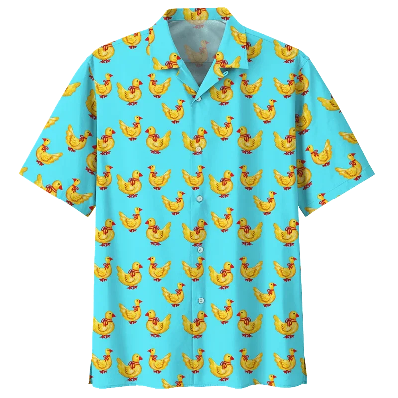

Cartoon Duck Pattern Hawaiian Shirt For Men Summer 3d Printed Animal Shirts Women Street Short Sleeves Lapel Loose Button Blouse
