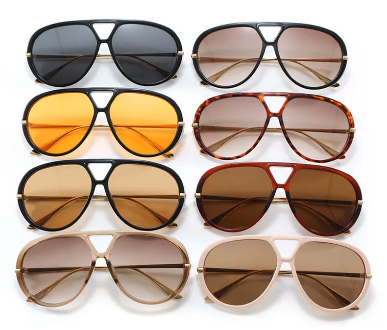 Übergroße ovale Punk-Piloten-Sonnenbrille für Damen – Luxusmarke 2026, Vintage-Metallrahmen, UV400-Schutz – Detail 3
