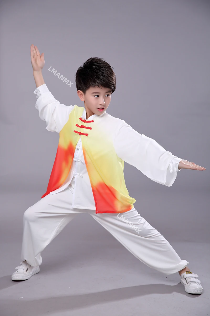 Children's Tai Chi clothing, men's and women's gauze clothing, Kung Fu fan performance training clothing