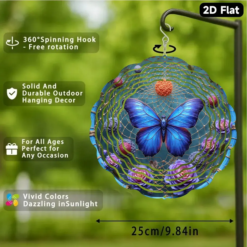 CIFBUY Metal Wind Chime Dreamcatcher Magnet Blue Butterfly Purple Rose Red White Feather Garden Hanging Home Decor