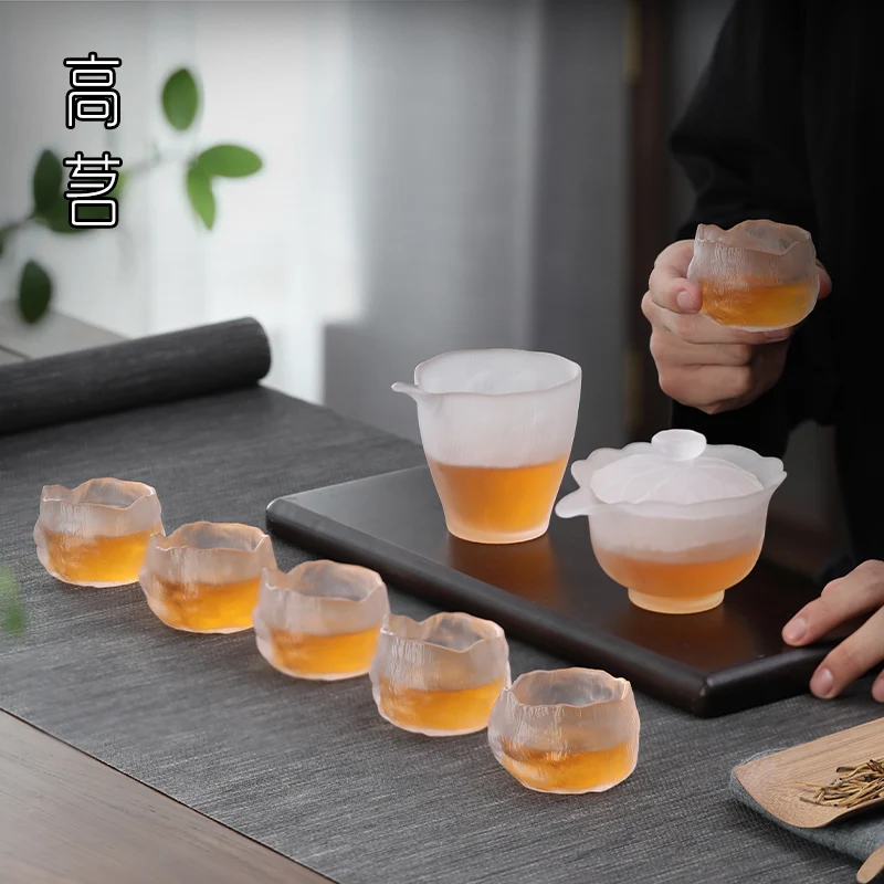 

Матовый стеклянный чайный набор, домашняя маленькая чашка Kombucha Tureen, Цветной глянцевый кувшин, светильник Роскошная Высококачественная подарочная коробка