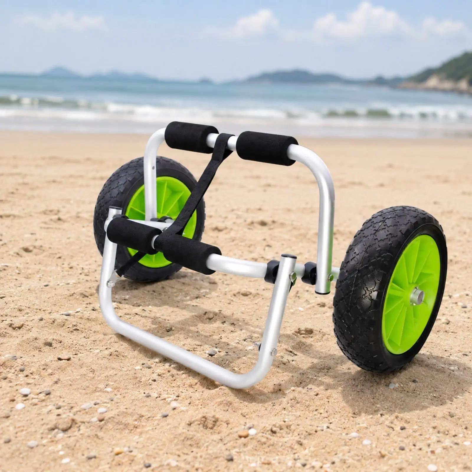 Aluminum Alloy Kayak Trailer Cart with Foam Wheels and Foldable Frame for Moving Paddle Board to Water Launch Spots Easily view 5