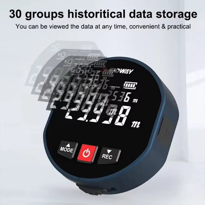 مقياس مسافات ليزر صغير مع أسطوانة قياس الأدوات البصرية المحمولة المنزل شريط قياس صغير أدوات مقياس مسافات