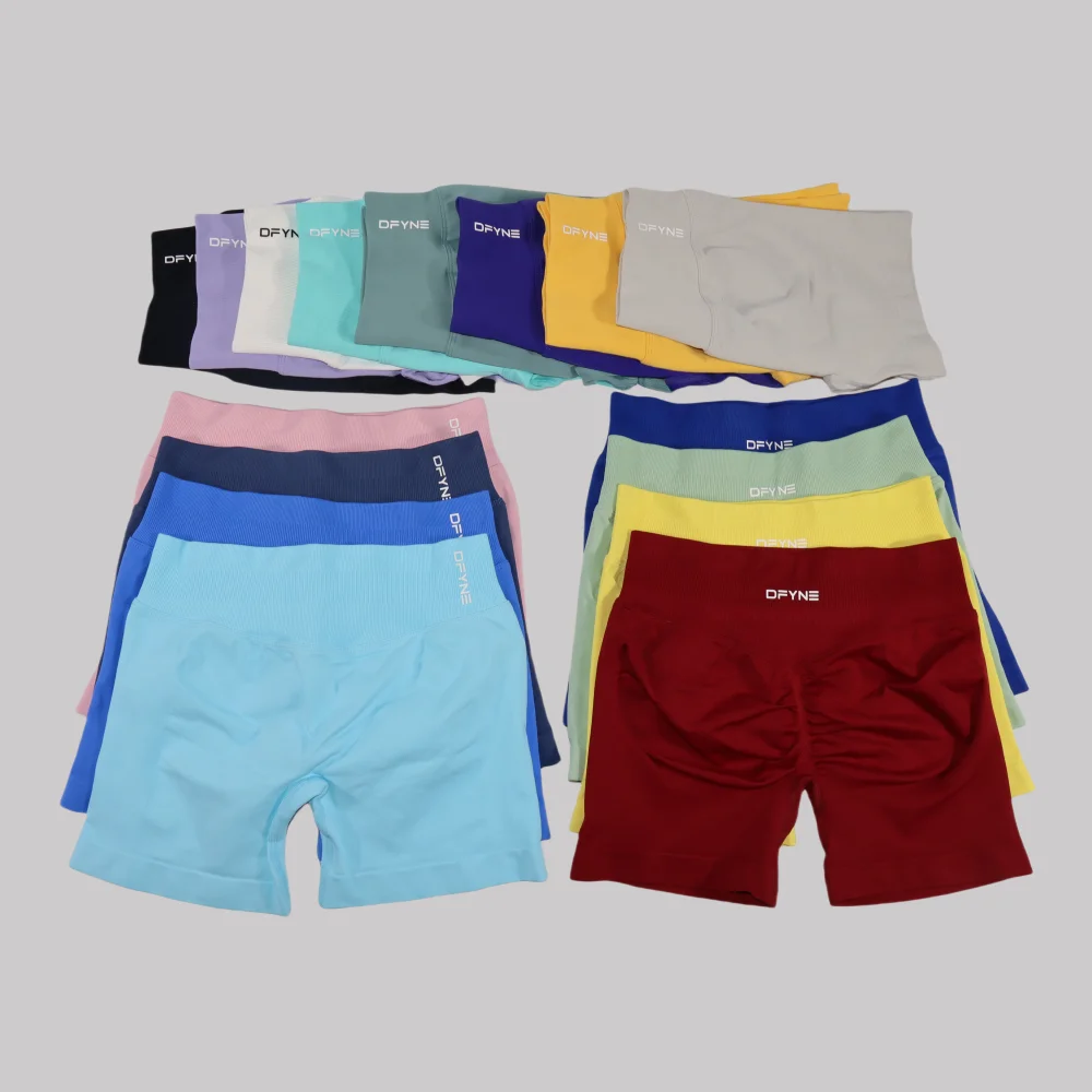 Dfyne Seamless Yoga Set Impact Shorts Set Workout Scrunch Shorts Sets Sports Bra Scrunch Shorts Fitness Clothes Gym Suit