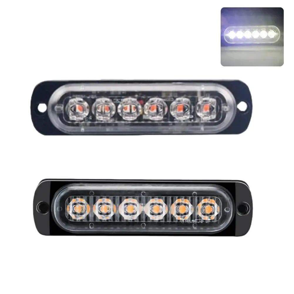 1PCS Car Led Strobe Warning Light Grill Flashing Breakdown Emergency Truck Trailer Beacon Lamp LED Side For 12V 24V 6LED Fl W0A3