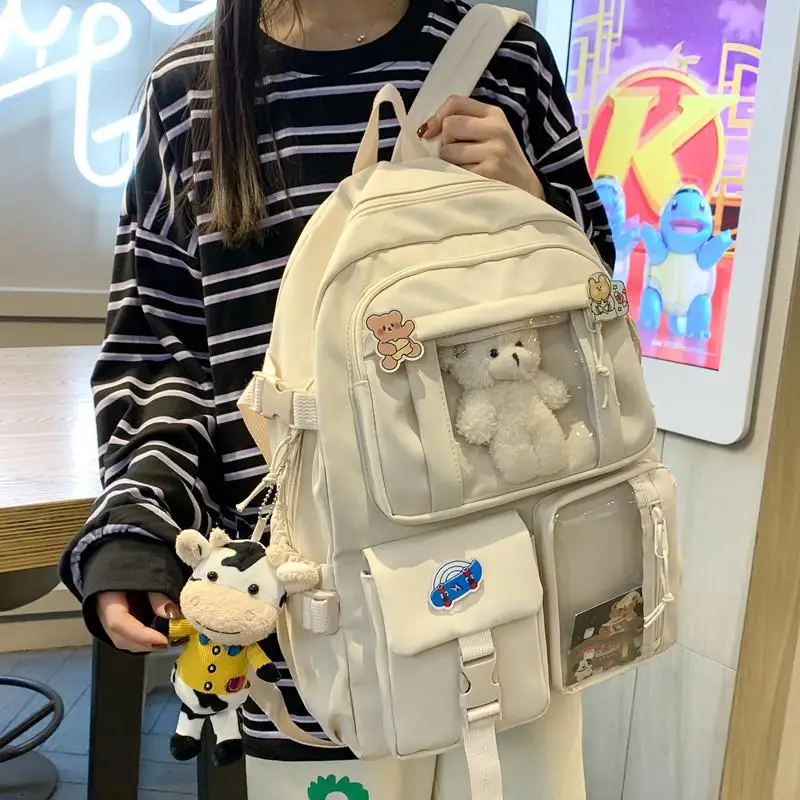 Japanese High School Girls Backpack Female Schoolbag Harajuku Cartoon Backpack Junior High School Student Backpacks