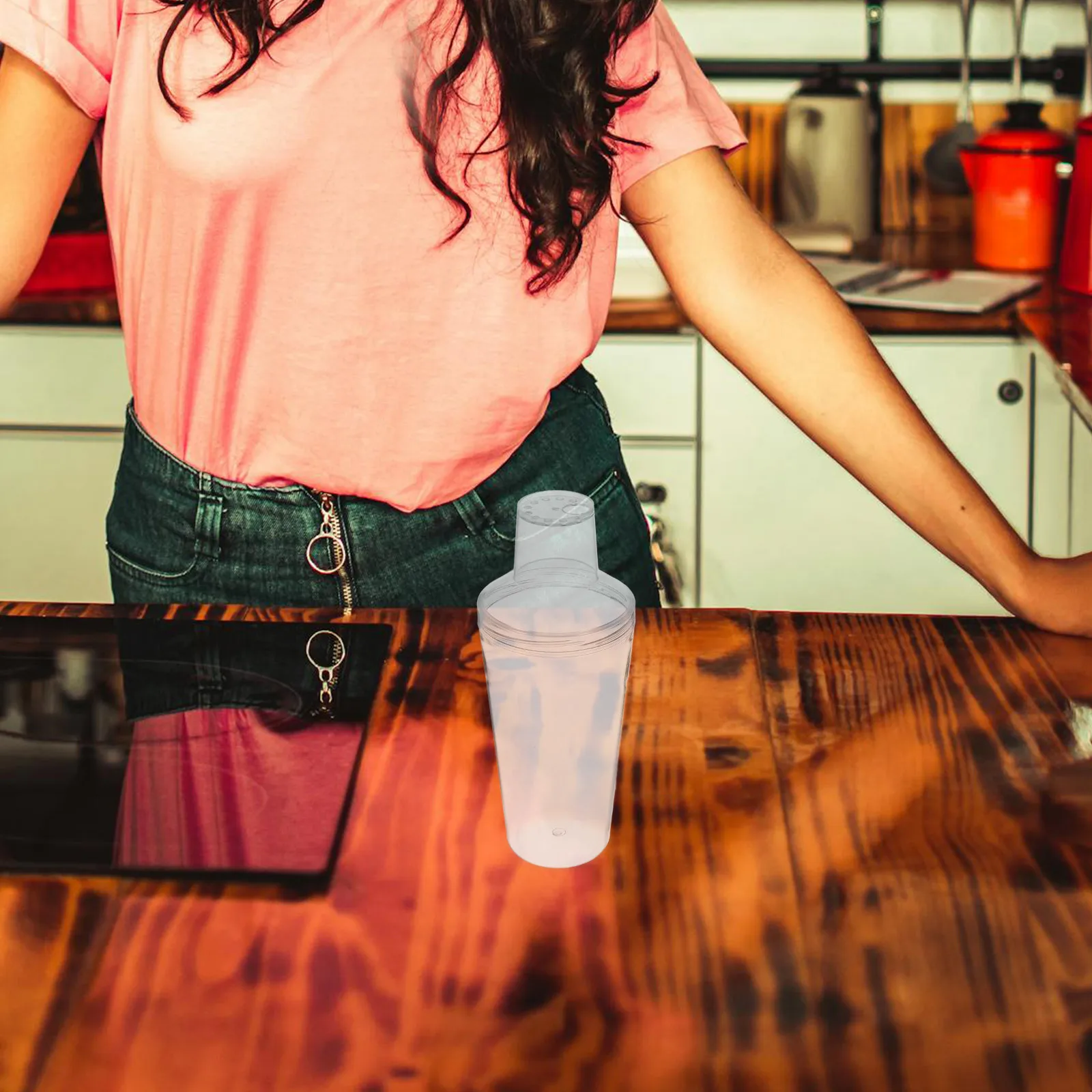 

2Pcs 500ml Clear PET Shake Cup Reusable Plastic Drink Shaker for Cocktail Milk Tea Mixer H Cold Making Bartender