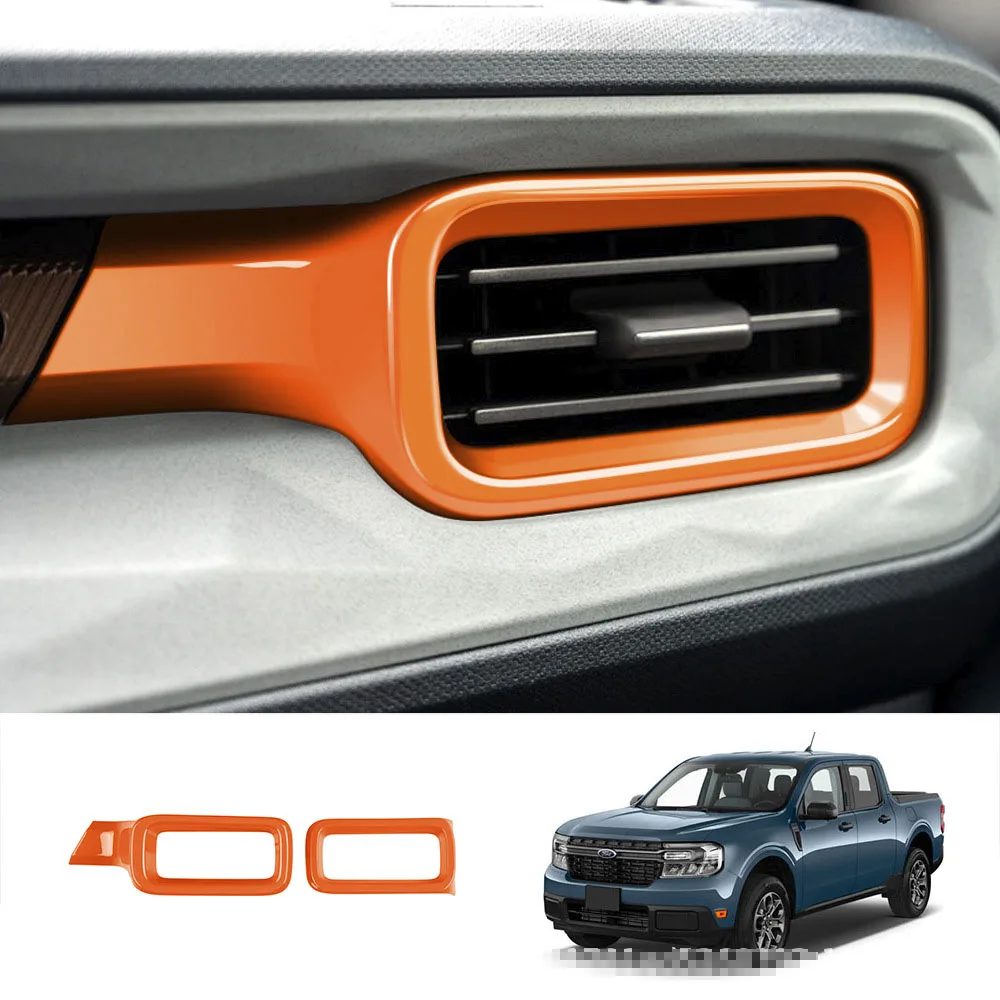 

2Pcs Fit for Ford Maverick 2022 2023 2024 Orange Look ABS Car Interior Dashboard Trim Central Control Air Vent Strip Sticker