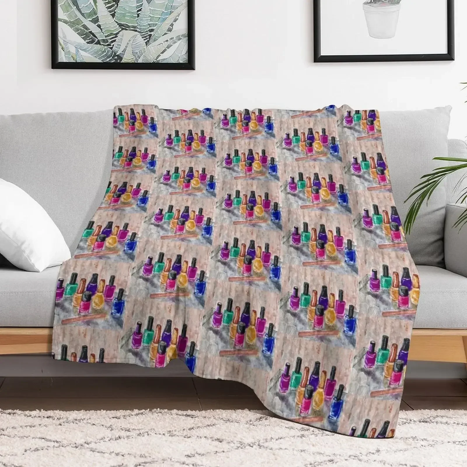 

Rainbow manicure - Pink hues Throw Blanket Furrys Soft Plaid Blankets