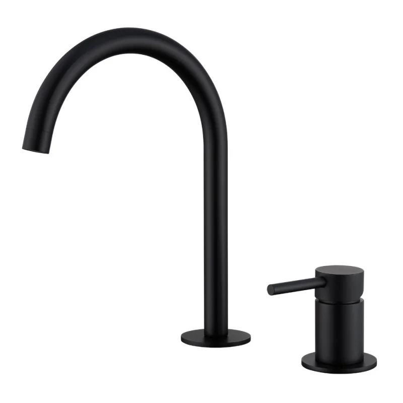 

304 Stainless Steel Double Hole Bathroom Sink Faucet Deck Mounted Hot And Cold Mixer Tap Single Handle Basin Faucet Brushed