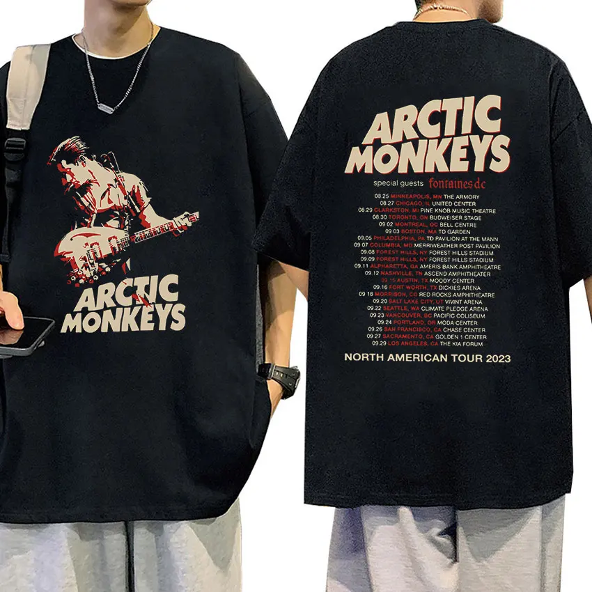 Arctic Monkeys Tour Graphic T Shirts Men\'s Hip Hop Retro Short Sleeve T-shirt Unisex 100% Cotton Oversized Tees Trend Streetwear