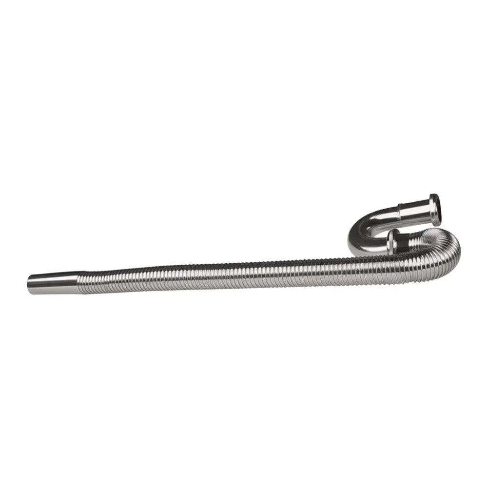 Stainless Steel Drain Pipe for Washbasins Horizontal Installation Isolation Backflow Prevention 46x13cm 35x3.2cm 58x20cm