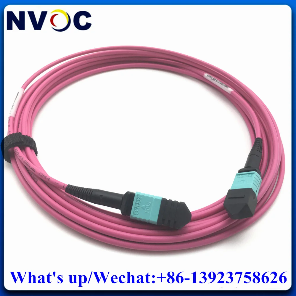 Imagem -04 - Núcleo mm Om4 50 1253.0 mm Lszh Rosa Roxo Mini Cabo Redondo Mpo Upc m ao Conector Masculino do Cabo de Remendo da Fibra Ótica de Mpo 10m 15m 12