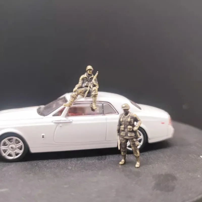 شخصيات الحركة النحاسية الأمريكية للجنود في الحرب العالمية الثانية، وضع الجلوس، وضعية واقفة، إكسسوارات زينة إبداعية، هدايا #1