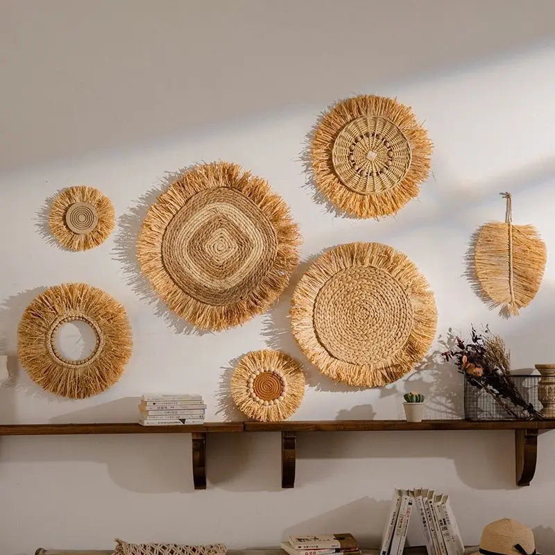 ديكور جدار لافيت منسوج على الطراز العرقي الطبيعي B & B ديكور حائط لخلفية الفندق معلق المعلقات لتزيين الحائط #6