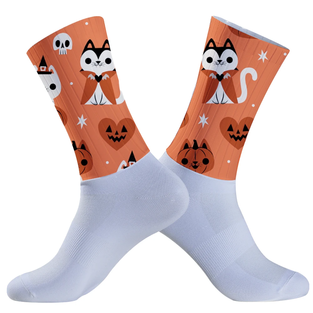 Chaussettes athlétiques mi-mollet pour hommes et femmes, absorbant la transpiration, respirant, sport, cyclisme, course à pied, Halloween