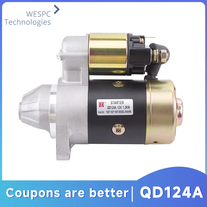 

QD124A 12V 1.2KW Diesel Generator Engine Starter Motor Copper Made for 186F 188F 192F Motor Starter Generator Accessories