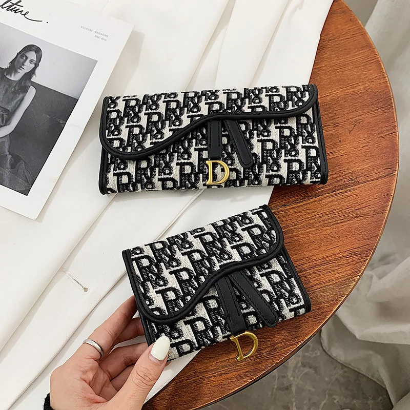 High-quality New Fashion Cloth Short Wallet Female Long Folding Women\'s Multi-card Bag Change Tide Trend