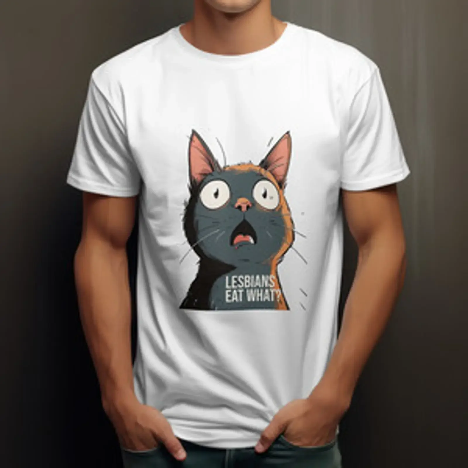 T Shirt LESBEN ESSEN WAS Lustiges Muschi Katze Oberteil Unhöfliche Anspielungen Witz Komödie vintage Washed streetwear