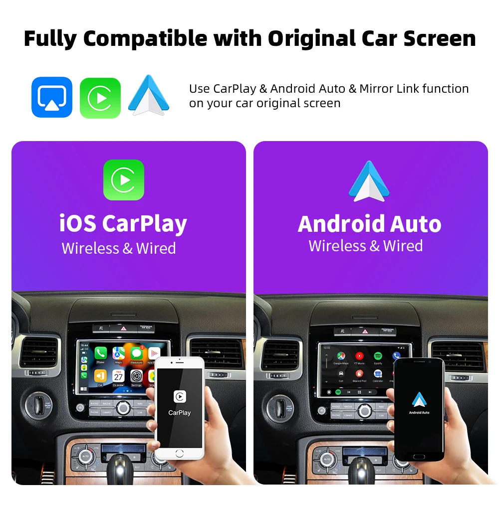 EKIY-caja de reacondicionamiento CarPlay para VW/Volkswagen Touareg con sistema 3G RNS850 2011-2015 espejo de navegación funciones automáticas