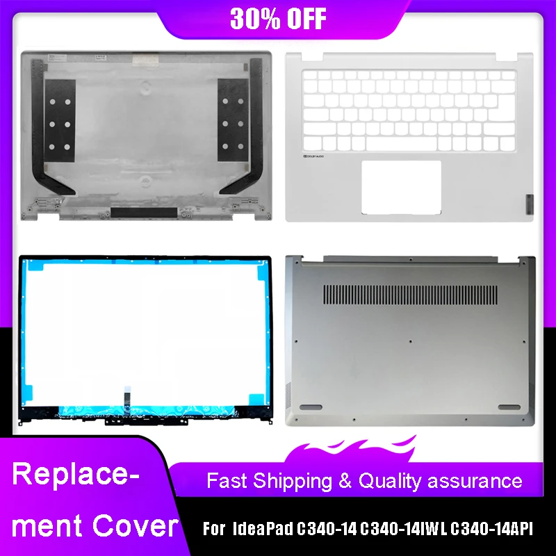 

New Laptop LCD Back Cover For Lenovo IdeaPad C340-14 C340-14IWL C340-14API Front Bezel Palmrest Upper Bottom Case Silver Blue