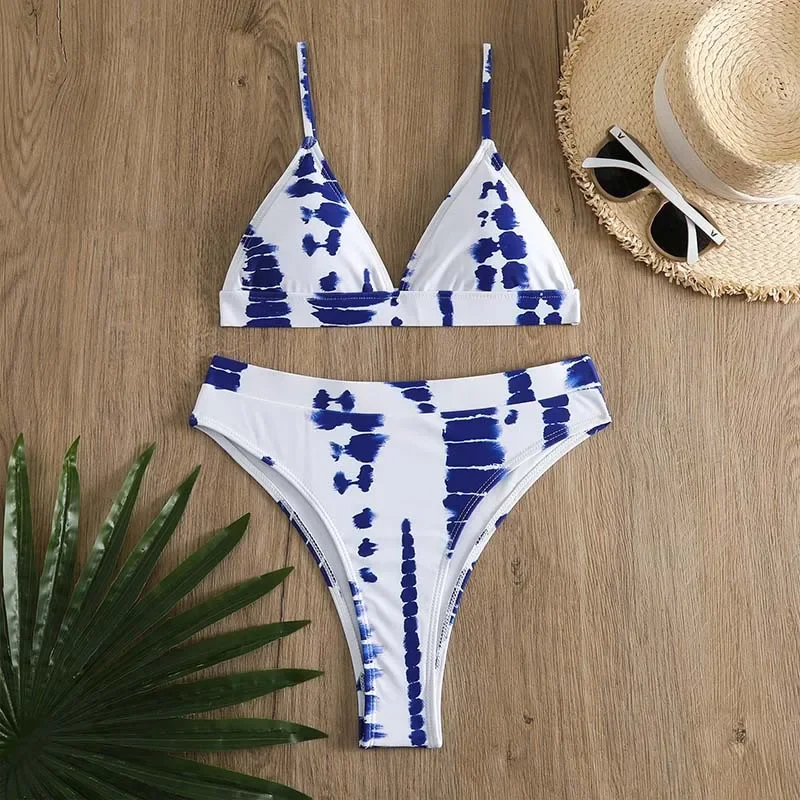 Vrouwen Sexy Tie Dye Bikini Set Push Up Badpakken Badmode Zwembad Hoge Taille Badpak Twee Stukken Zwempak Beachwear Biquini