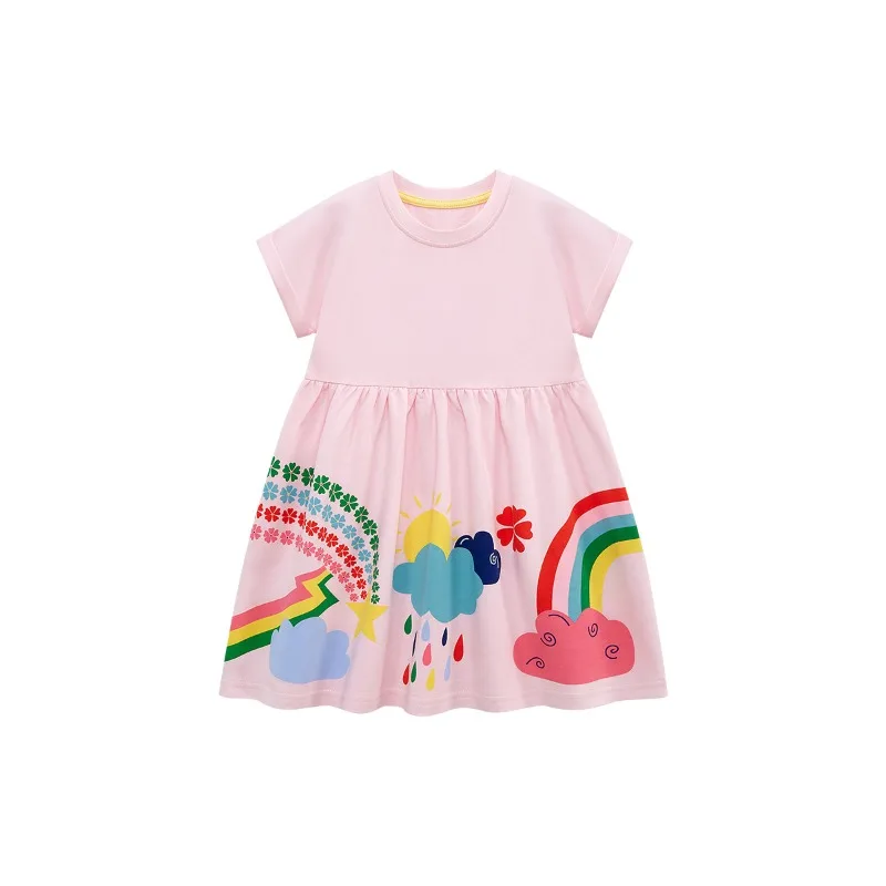 2024 Popular Girl's Dress European and American Style Fashion Girl's Cartoon Print Princess Dress 24 Summer New Children's Skirt