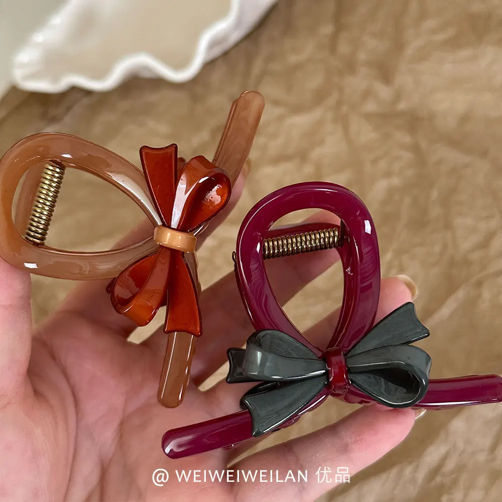 الفاخرة القوس مشبك شعر كليب الكورية أوبدو حامل للنساء عدم الانزلاق شعر سميك أبيض/أحمر/كاكي 5.5 سنتيمتر